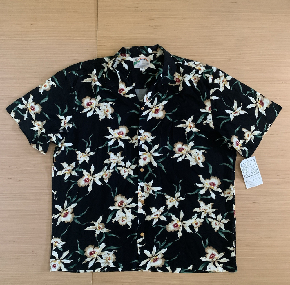 Paradise Found Men's Size XL Floral Star Orchid Hawaiian Short Sleeve Shirt NEW
